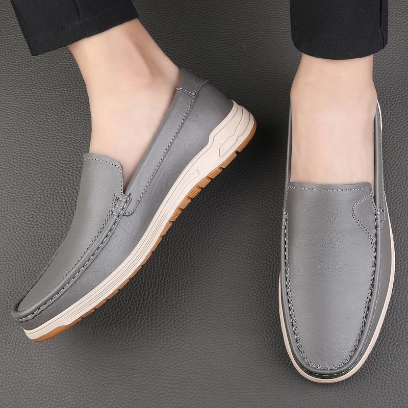 Fashion Genuine Leather Mens Soft Sole Casual Business Shoes Dress Blue Loafers Business Formal Walking Shoes Luxury Comfort Mocassins
