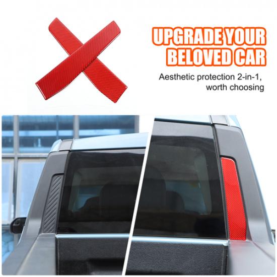 Red Carbon Fiber Rear Window Spoiler Pillar Cover Trim For Ford Maverick 22-23