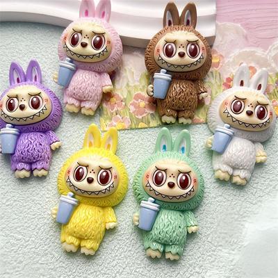 Large Cartoon Cute Labubu Resin Accessories Hairpin Keychains Phone Case Handmade Diy Materials Labubu Jewelry Decorations Gifts