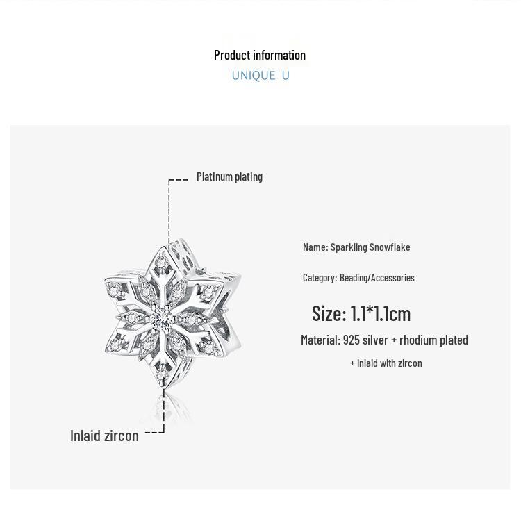 Yin Ziyun White Gold Snowflake S925 Silver Beads BSC368