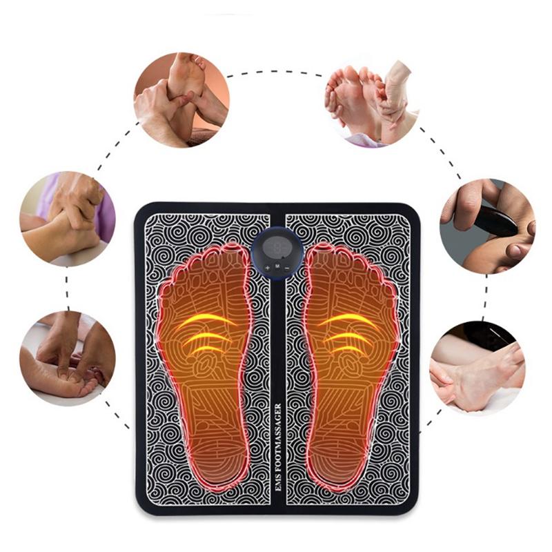 Remote EMS Foot Massager Pad Electric Muscle Stimulation Mat Improve Blood Circulation Pain Relief Relax Feet