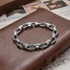 Xiangxu Unisex Silver-Plated Rattan Pattern Bracelet & Ring Set - Trendy Retro Minimalist Korean Hip Hop Style