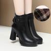 9cm Fashion Comfortable Soft Leather Boots Women Platform Shoes Fall Winter 2025 Block High Heels Ankle Boots with Fur Office