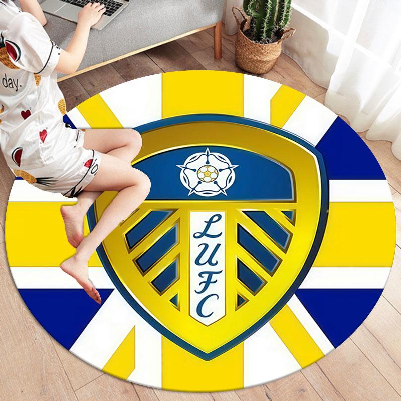 Leeds United Round Area Rug,Carpet Rug for Living Room Bedroom Sofa Playroom Decor,Non-slip Floor Mat