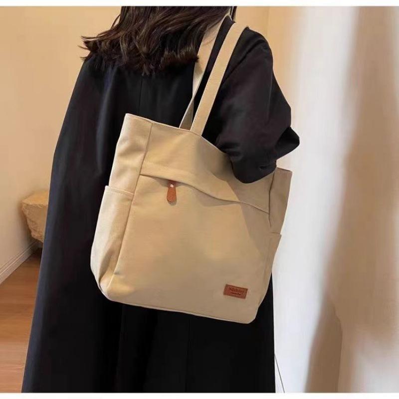 Canvas-Tasche Canvas große Kapazität neuer Student vielseitig lässig schlichte Schulter-Tragetasche