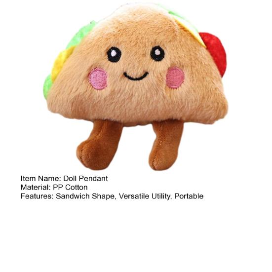 Doll Pendant Keychain Cartoon Style Sandwich Plush Keyring Car Key Holder Pendant Backpack Accessories