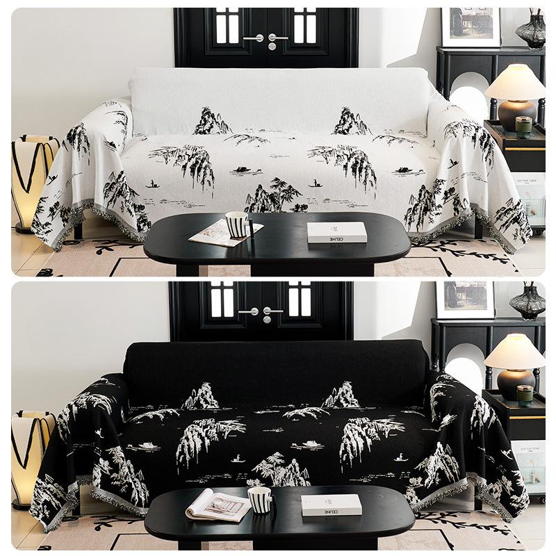 Chenille Sofa Towel Four Seasons All-Inclusive Sofa Cover Dust Cover Living Room Straight Row Sofa One Piece Cover Cloth