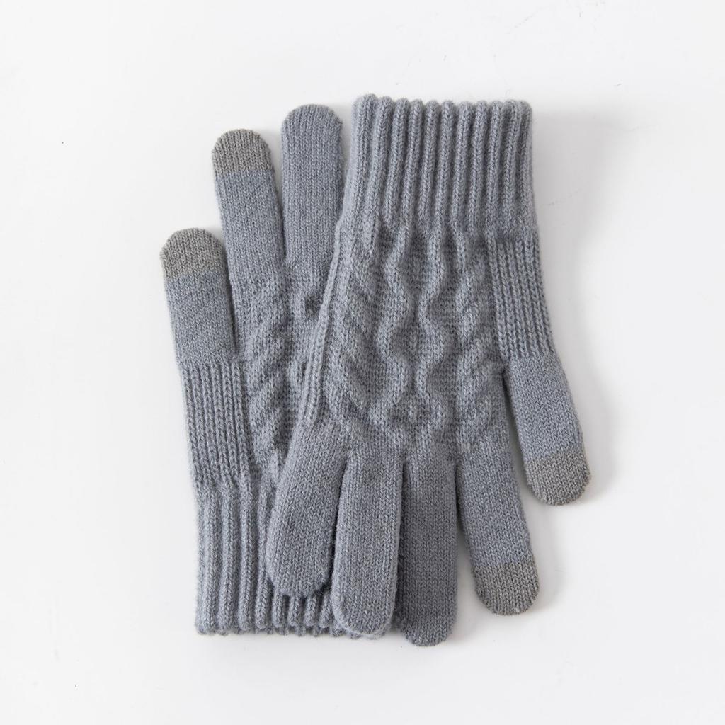 Zesílené pletené podzimní zimní rukavice Kompatibilní s dotykovou obrazovkou Teplé izolační rukavice pro jízdu Jednobarevné Roztomilé rukavice Unisex