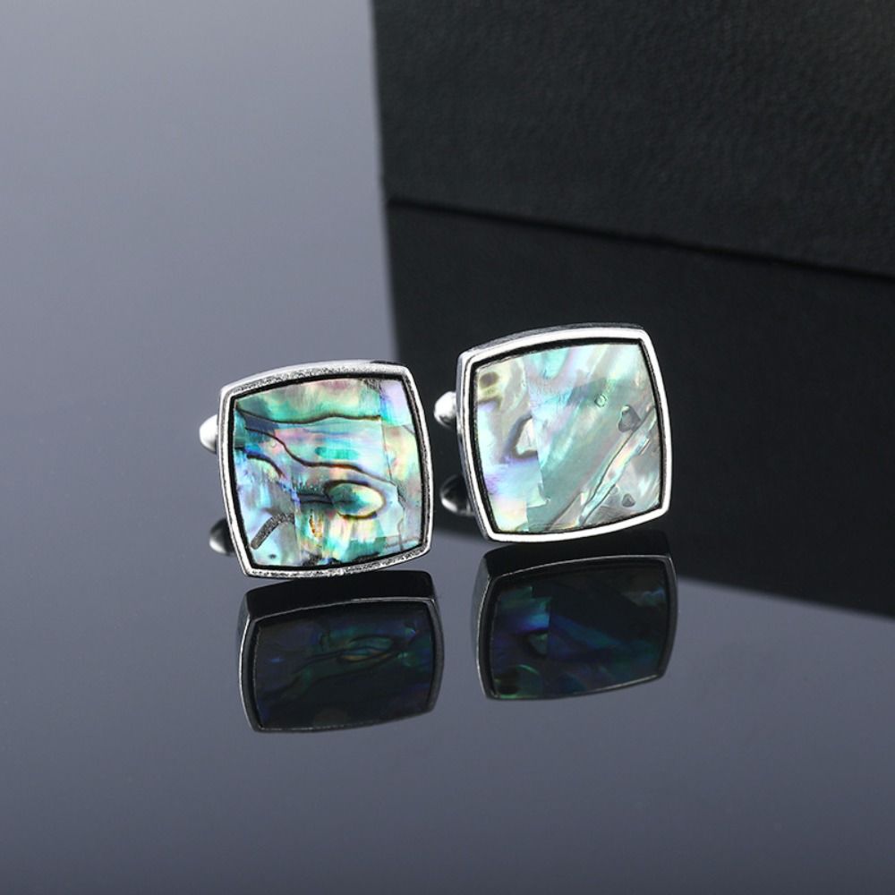 Shell Men Cufflinks Gradient Color Geometric Cufflinks French Shirt Cufflinks  Men Accessories