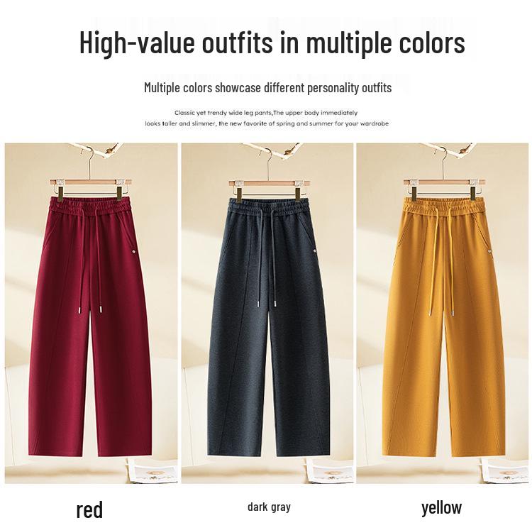 Korean Style High Waist Curved Blade Wide Leg Pants for Women - Spring/Autumn 2026