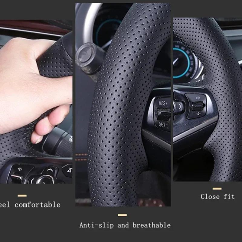Hand Sewn Steering Wheel Cover for MG MG7 Sweat-Absorbing Anti Slip Suede Leather Car Interior Accessories