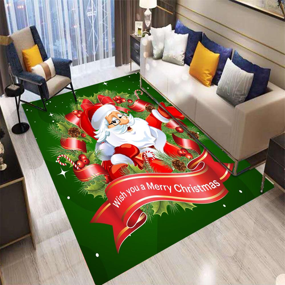 Christmas Theme Carpets for Living Room Decor Bedroom Bedside Area Rugs Non-slip Washable Home Hotel Coffee Table Sofa Floor Mat