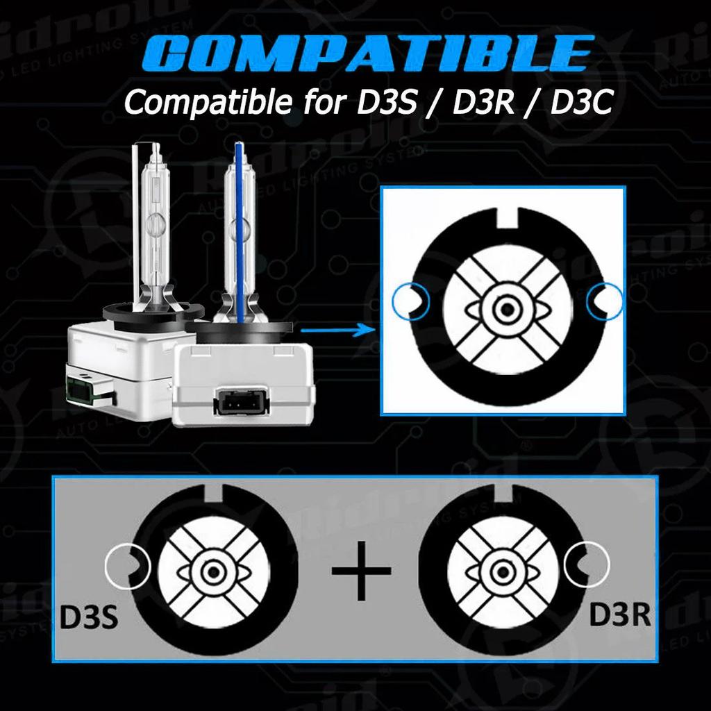 2Pcs D3S Car Headlight 8000K High Brightness IP68 Waterproof Xenon Bulb HID Lamp