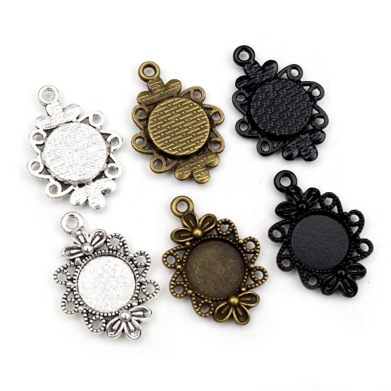 20pcs 12mm Inner Size 5 Colors Fashion Style Cabochon Base Cameo Setting Charms Pendant