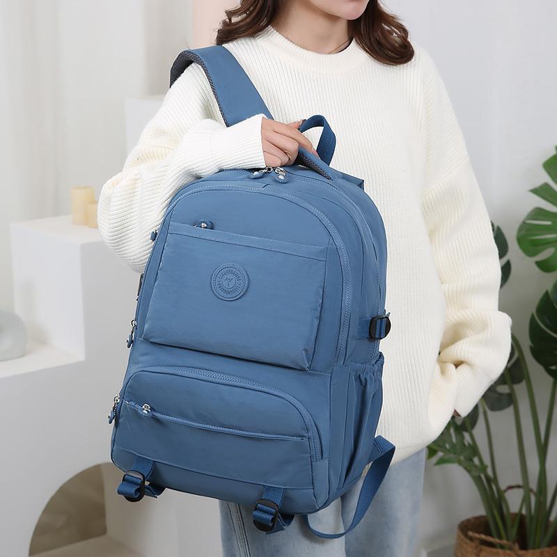 Solid Color Backpack Lightweight Nylon Bag Unisex Travel Backpack Student Schoolbag