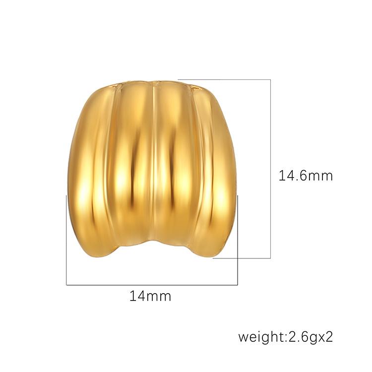 Wind Geometric Pumpkin Stainless Steel Earrings Hong Kong Style Retro Temperament Stud Earrings Niche Personality Design Earrings