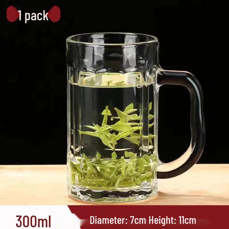 Кружка для чая из толстого жаростойкого стекла с ручкой - Прозрачная кружка для питья, пива и воды для дома Default