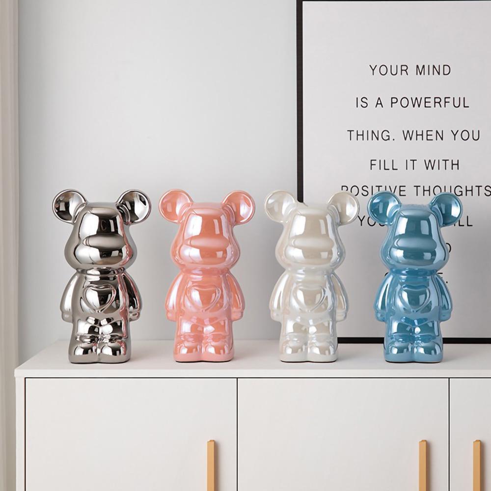 18-28CM European Electroplating Ceramic Care Bear Doll Ornament Home Desktop Living Room Decoration Ornament Decorative Figurine