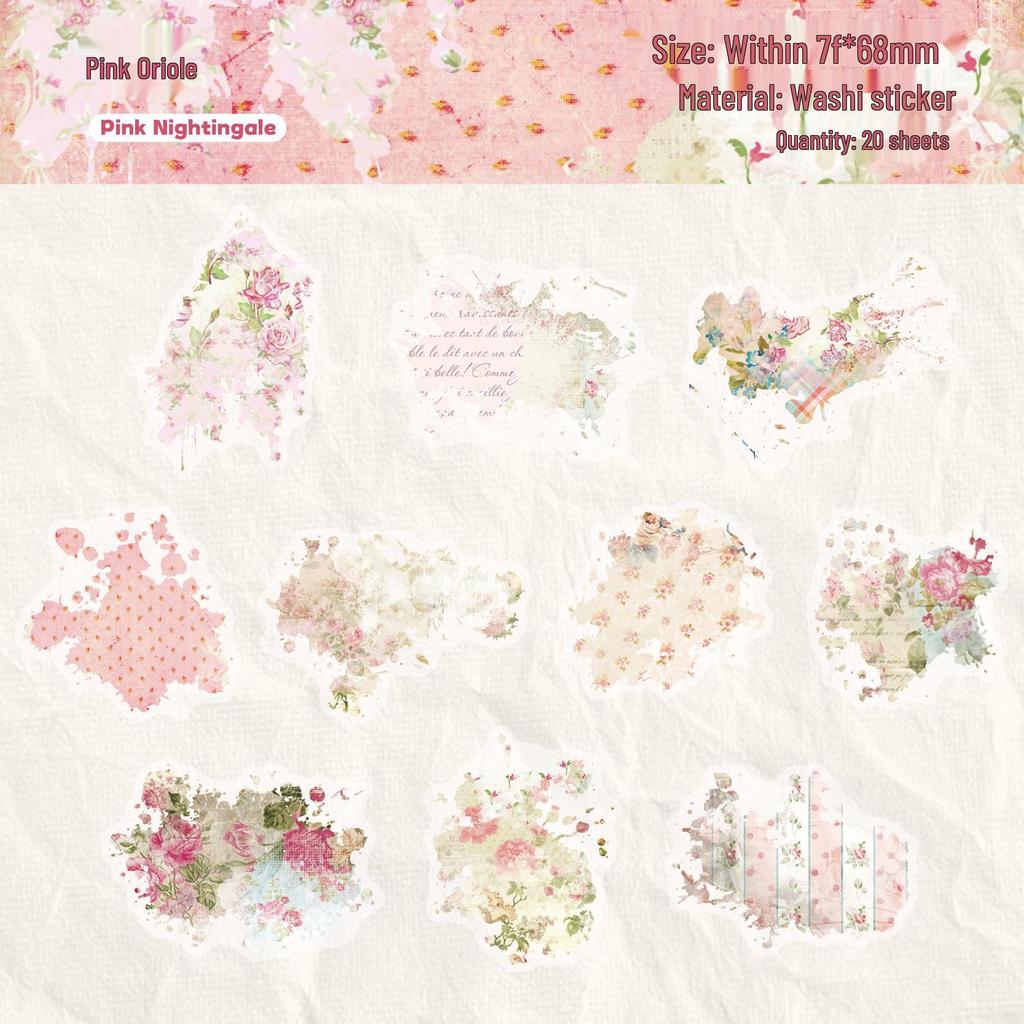 Retro Story Color Halo Planner: 20 Sheets of Decorative Flower Material Stickers