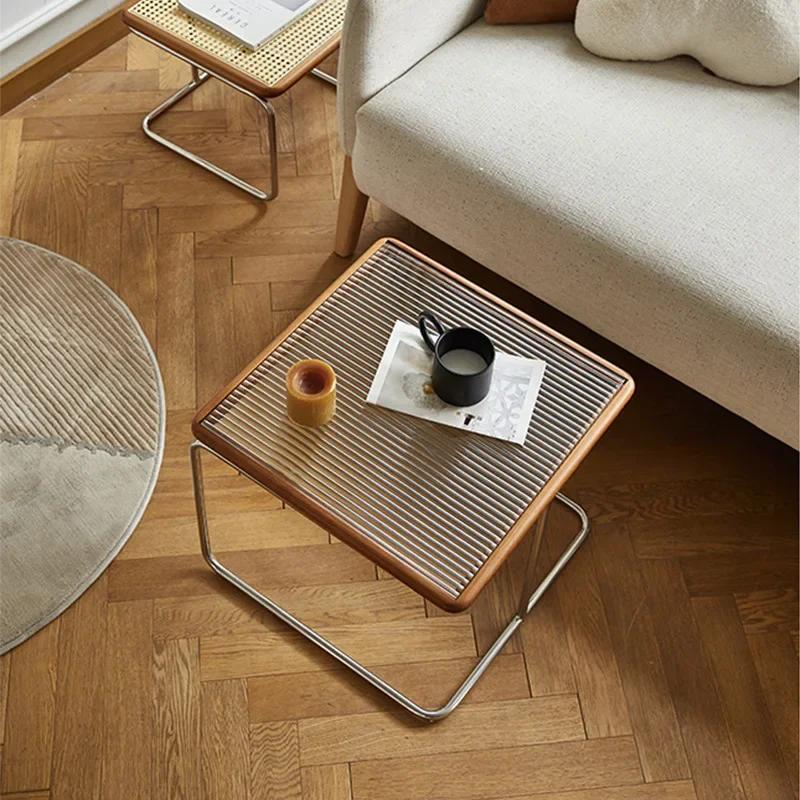 2024 New Ins Style Household Living Room Tea Table Modern Simple Vine Tea Table Stainless Steel Tea Table DropShipping