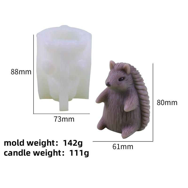 Cute Hedgehog Candle Mold 3D Cartoon Animal Hug Mushroom Apple Soap Craft Plaster Making Kit DIY Handmade Mold Home Decor Gifts