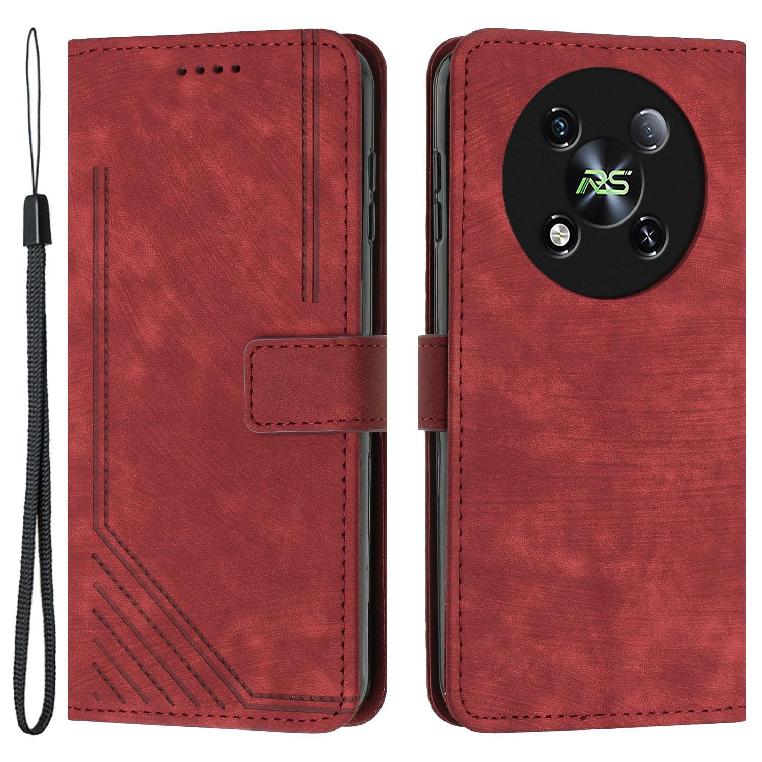 

For itel RS4 4G Case Lines Imprinted Skin-Touch Leather Phone Cover C