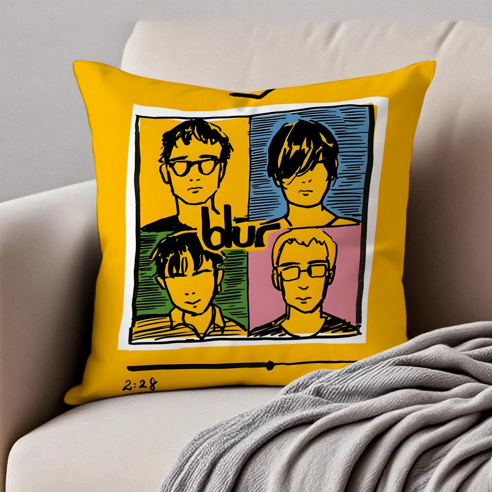 Britpop British Rock Band BBlur Cushion Cover Pillowcase Antidustmite Invisible Zipper Short Plush Sofa Cushion