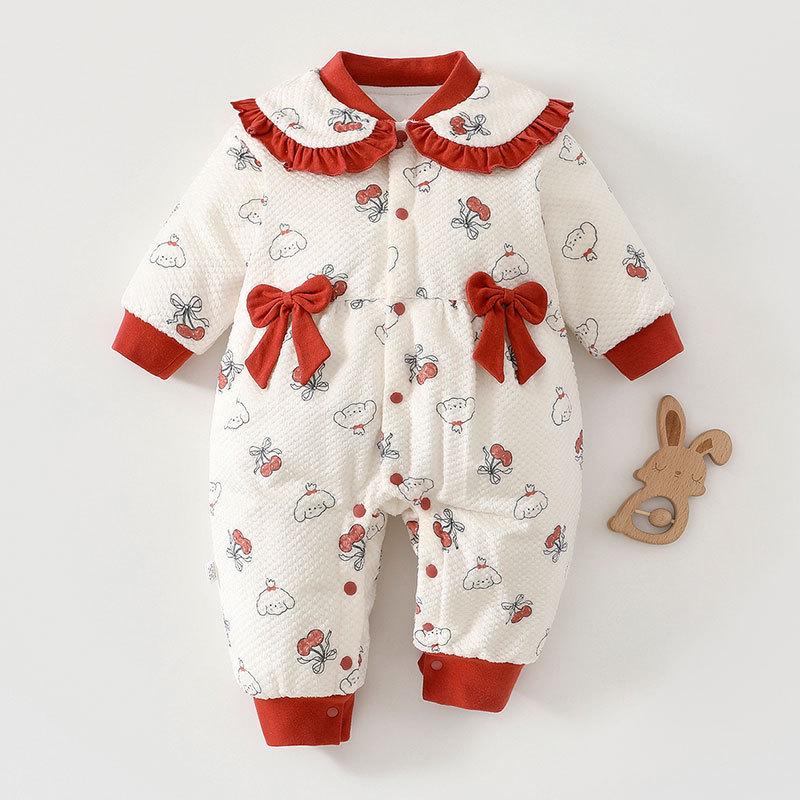 

Winter Cotton Baby Romper - Red New Year Onesie for Infants Size 66 [For 9-12 lbs]