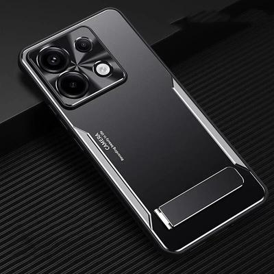 For Redmi Note 13 Pro+ Matte Frosted Metal Phone Case with Bracket Silicone Soft Shell for Note13 13Proplus Poco X6 Pro  Protective Cover