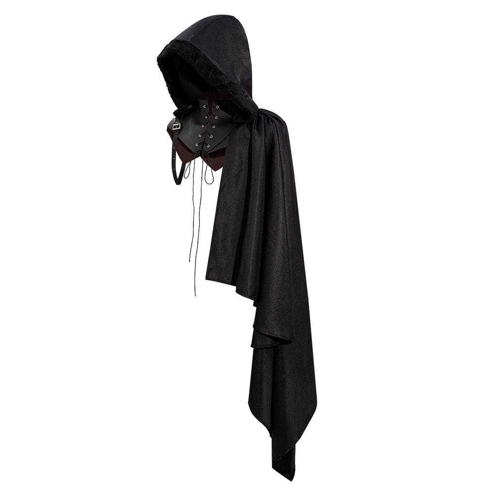 

Black Polyester Medieval Cloak With Hood Perfect For Kids Stage Costumes And Events