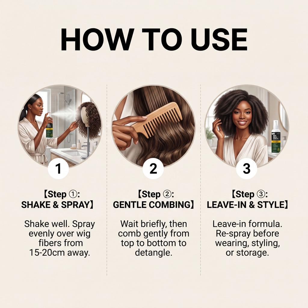 GleamXi Wig Care Spray - Specialized Spray for Wigs To Make Them Smooth, Silky, Tangle-free, and Anti-frizz