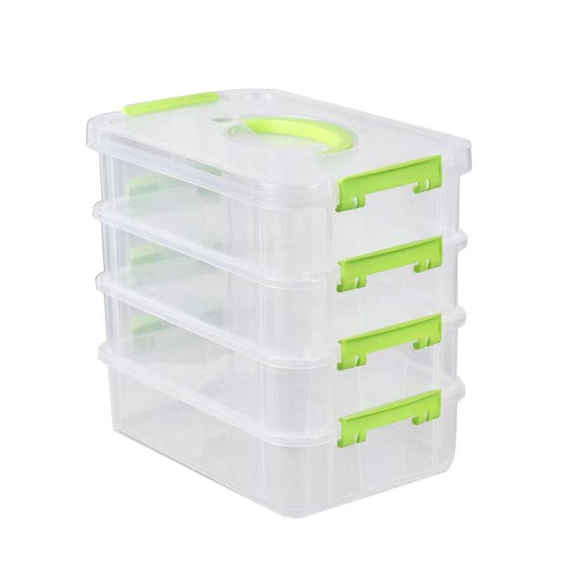 4-tiers Transparent Storage Box Stackable Desk Jewelry Toys Sorting Box Plastic Makeup Good Organizer Durable School Office Use Container