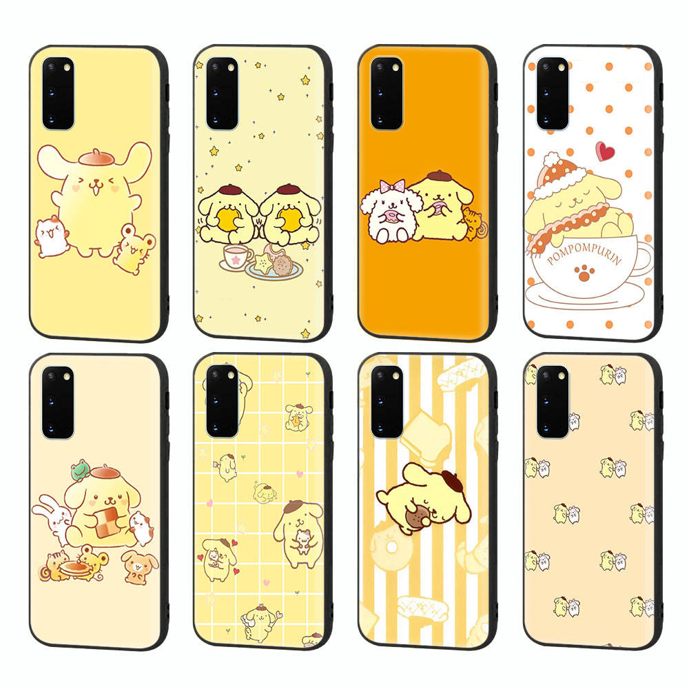HK28 PomPom Purin Black Sofe Case for iPhone 16 15 Plus 14 13 Pro 8 SE XR XS Max P30 Nova 5T Y5P Y6 Y7 Y8P Y9 Realme C30 C33 C31 VIVO Y36 V27