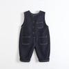 2025 Winter Korean-Style Denim Composite Velvet Overalls for Boys and Girls