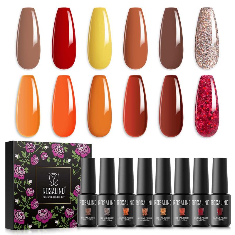 ROSALIND Nail Polish Gel 12 Colors Set Gel Varnishes Set Nail Polishes Hybrid Semi Permanent UV/Led Cure for Nail Art DIY/Salon