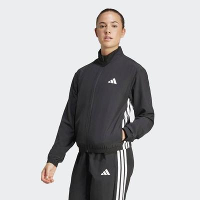 Women S Train eSSentialS 3S Woven Warm Up Jacket Training Zip Up Black