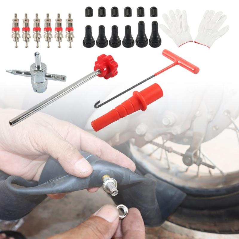 Kit di rimozione e installazione valvole pneumatici per tutti gli usi Set di attrezzi per installazione nuclei valvole Adatto a dimensioni multiple di stelo