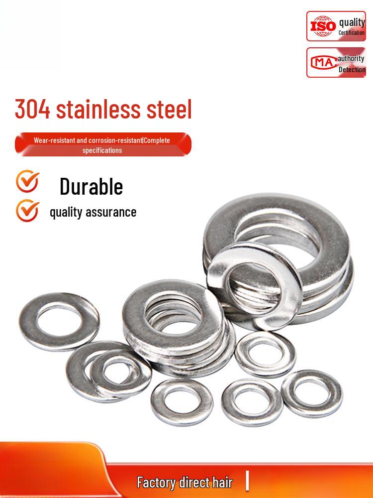 304 Stainless Steel Flat Gasket Washer, Thickened and Thin, M2-M45. 4*8*0.5 [100 pcs]