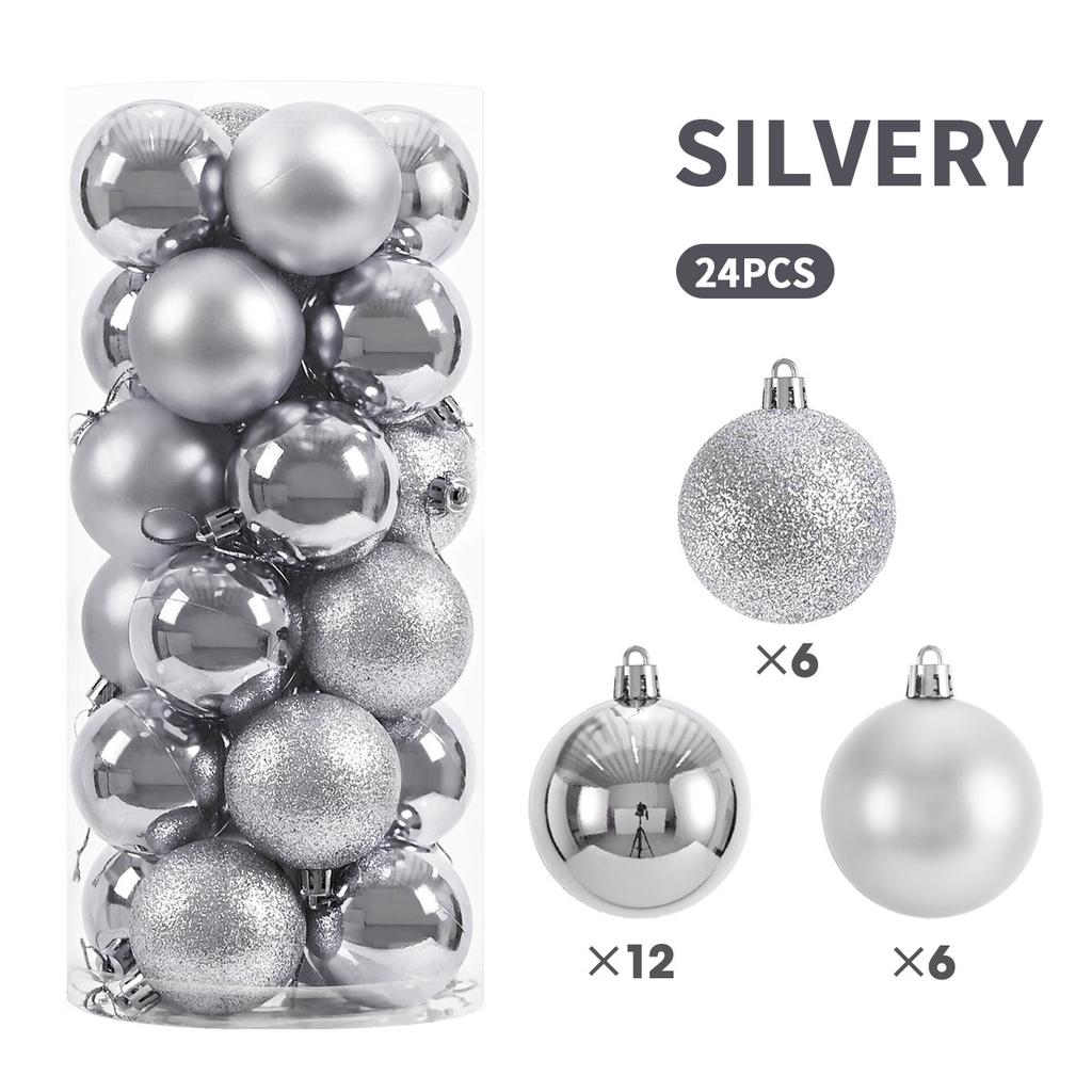 24Pcs 6cm Christmas Balls Ornaments for Xmas Christmas Tree - Christmas Tree Decorations Hanging Ball for Holiday Party