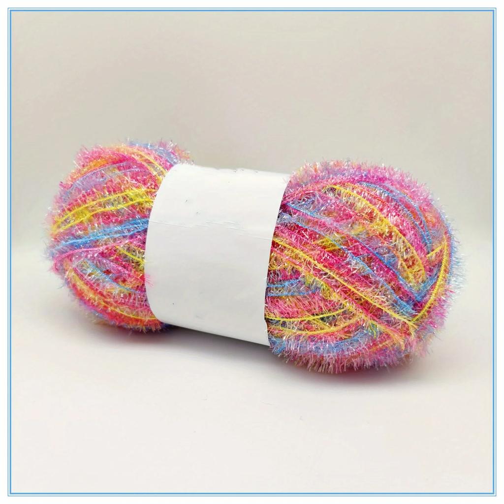 4 Stück buntes Polyester-Wimperngarn-Set - Flauschiges Bastelgarn zum Häkeln, DIY-Handstrickzubehör, Großpackung 400g