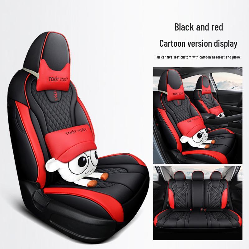 Huse de Scaun Auto din Piele Full-Surround Elantra, Universale, Rezistente la Uzură, pentru Toate Sezoanele, Cinci Locuri.