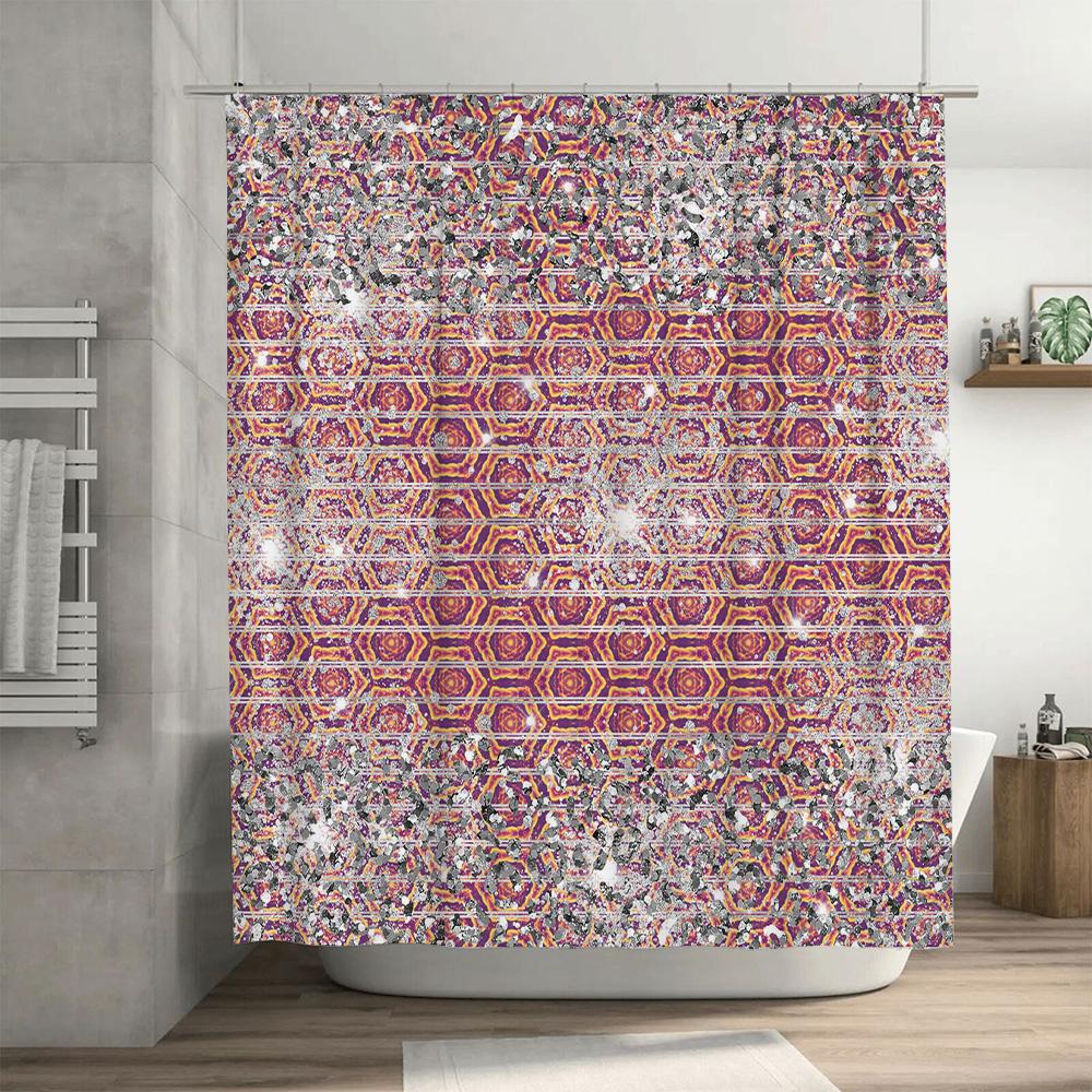 Decorative Shower Curtain Fabric Waterproof Bath Mat Modern Home Decor 3D Print for Bathroom Decoration Pink/Orange/Blue
