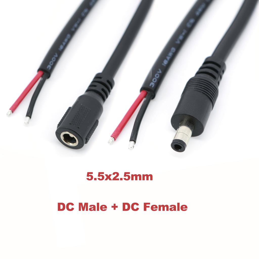 18cm 12V 16awg DC Male Female Connector Power Jack Cable Adapter Plug Supply 10A 5.5x2.1 5.5x2.5MM for CCTV Camera Led Strip