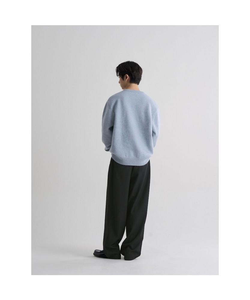 8SECONDS Wool Blend Henley Neck Knit Pullover Sky Blue