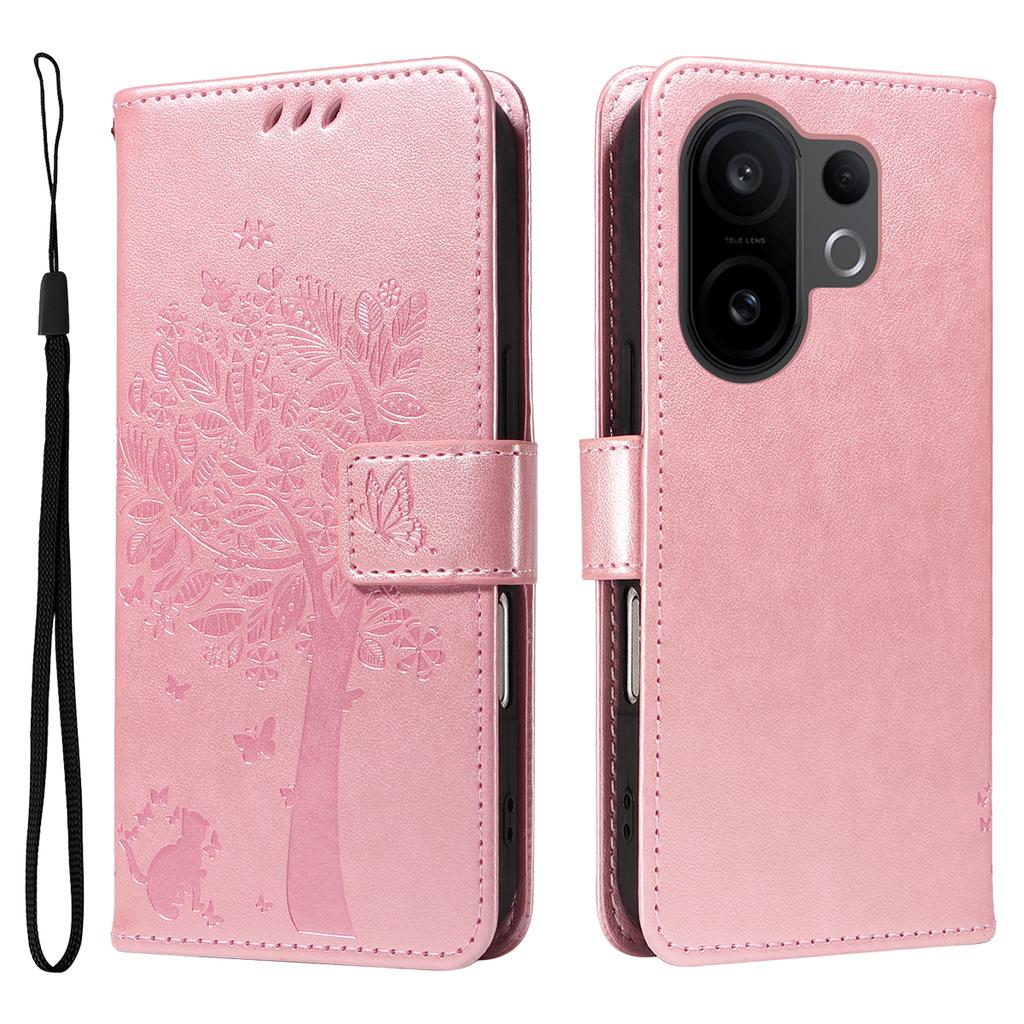 For vivo X200 FE 5G/vivo S30 Pro mini 5G Phone Case with Stand Cat Tree Pattern Leather Wallet Mobile Cover