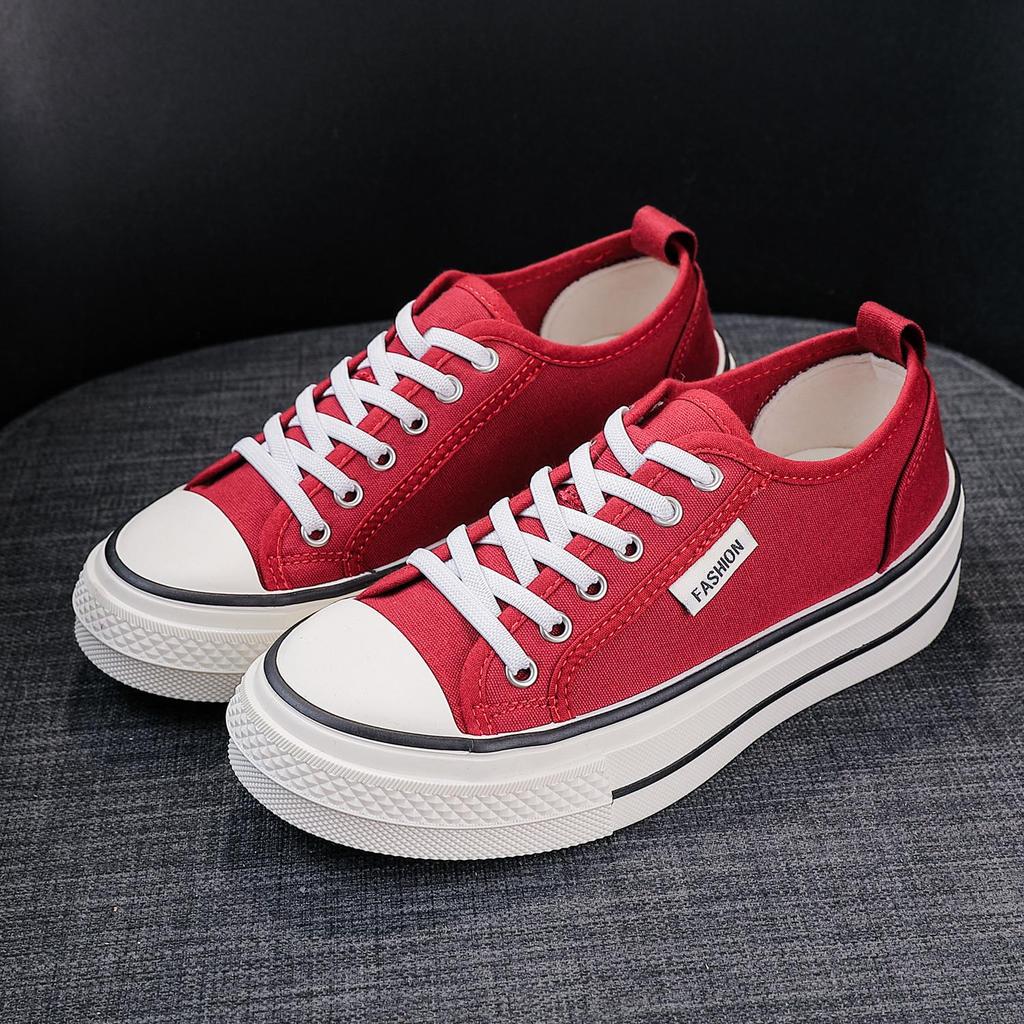 2026 Koreanischer Stil Damen Low-Top Canvas Schuhe - Einfarbige, Leichte, Flache Sohle, Trendige Laufschuhe für die Freizeit