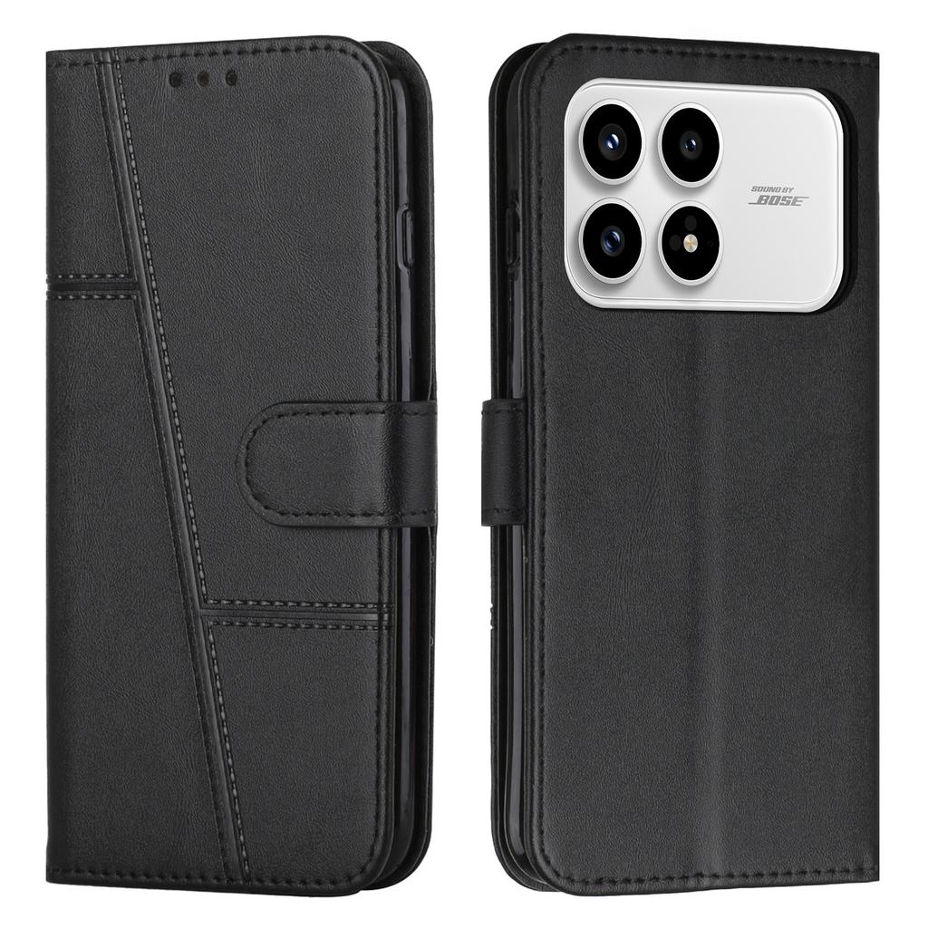 Leather Phone Case For Xiaomi Poco F8 Pro Foldable Stand Wallet Flip Cover with Strap