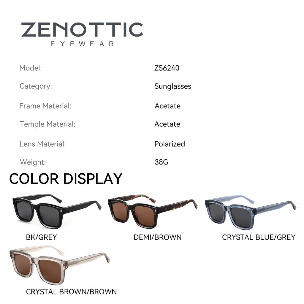 ZENOTTIC 2026 Trend Square Polarized Sunglasses Handmade Acetate Sun Glasses Fashion Patchwork Shades ZS6240