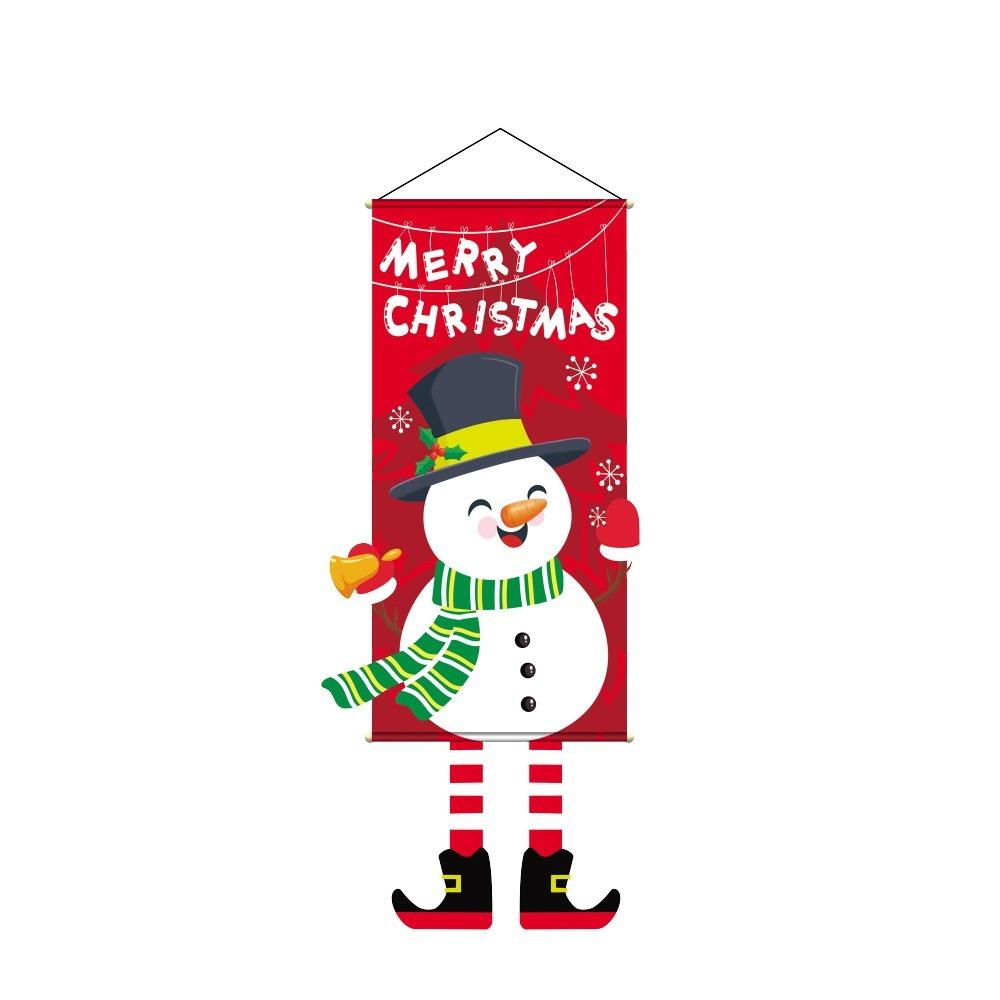 Cartoon 110cm Christmas Hanger Flag Snowman EIK Hanging Flag Navidad Santa Claus Christmas Backdrop Party Decor