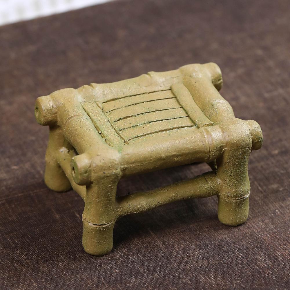 

Yixing Zisha Small Bamboo Stool Tea Pet Zen Fish Tank Landscaping Tea Figurine Play Toys Tea Statue Ornaments Workmanship Craft